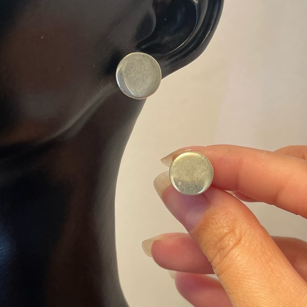 Sterling Silver Stud Circle Statement Earrings